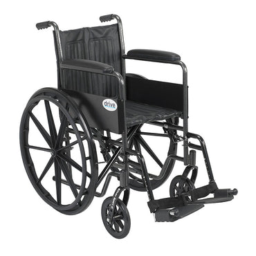 Drive Medical SSP218FA-SF Silver Sport 2 Wheelchair, Non Removable Fixed Arms, Swing away Footrests, 18" Seat